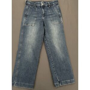 Old Navy Cropped Jeans Womens Size 6 Straight Leg Medium Wash Square Pockets